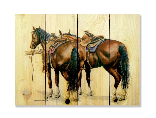 Dbsu2216 22 X 16 Saddle Up Inside & Outside Full Color Cedar Wall Art