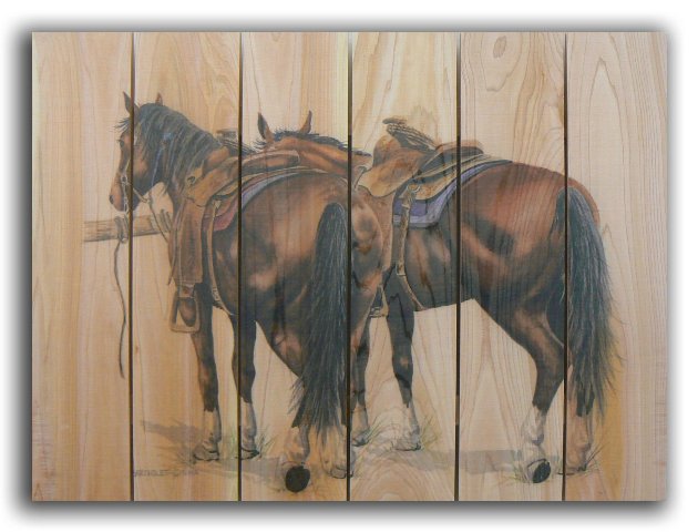 Dbsu3324 33 X 24 Saddle Up Inside & Outside Full Color Cedar Wall Art