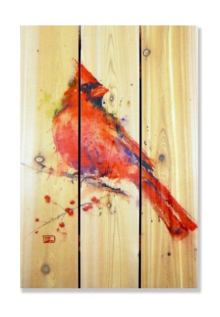 Dcrc1624 16 X 24 Red Cardinal Inside & Outside Full Color Cedar Wall Art