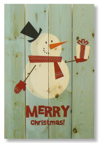 Wmcs1420 14 X 20 Merry Christmas Snowman Wood Art