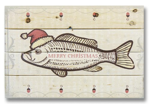 Wmcf2014 20 X 14 Merry Christmas Fish Wood Art
