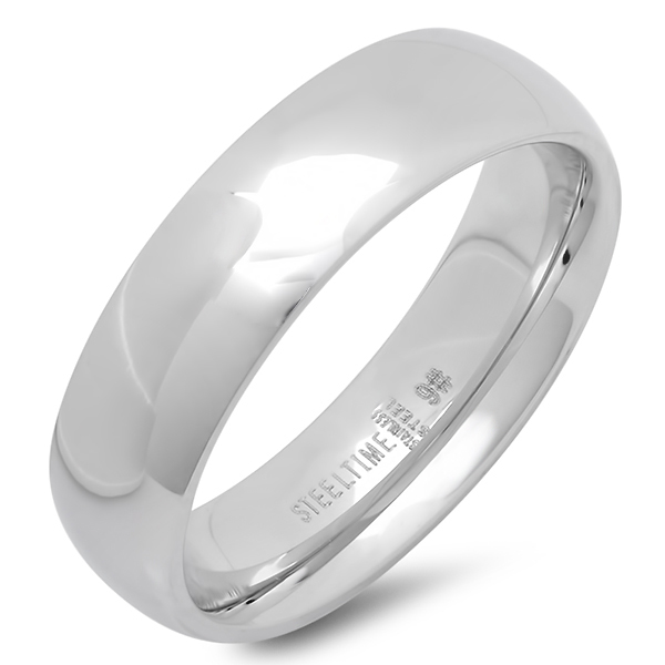 Ladies Classical 6 Mm. Wedding Band Ring, Silver, Size -13