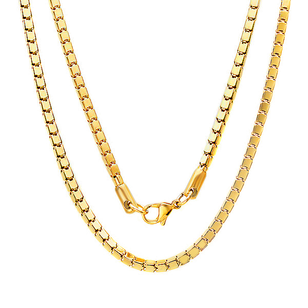 Mens Stainless Steel 18 Kt Gold Plated Ip Box Chain