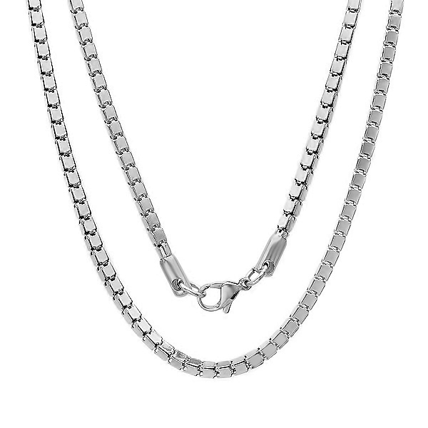 Mens Stainless Steel Silver Plated Ip Box Chain
