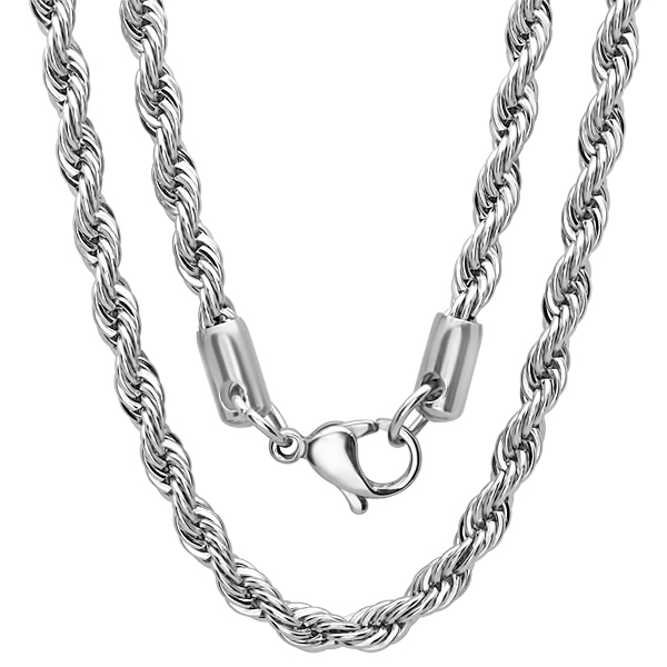 Mens Stainless Steel 24 In., Rope Necklace