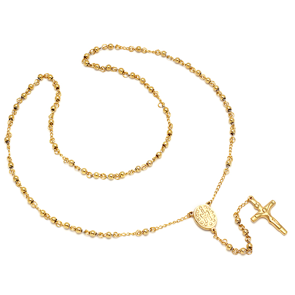 Ladies 18 Kt Gold Plated 18 In. Rosary Necklace
