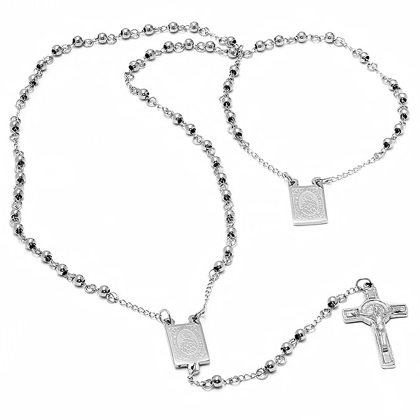 Ladies Stainless Steel 16 In. Rosary Necklace
