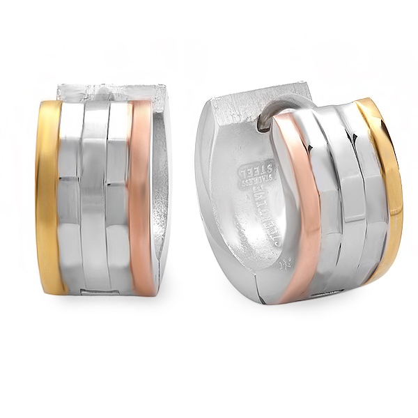 Ladies 20Mm Stainless Steel, 18Kt Rose Gold Plated, Earrings