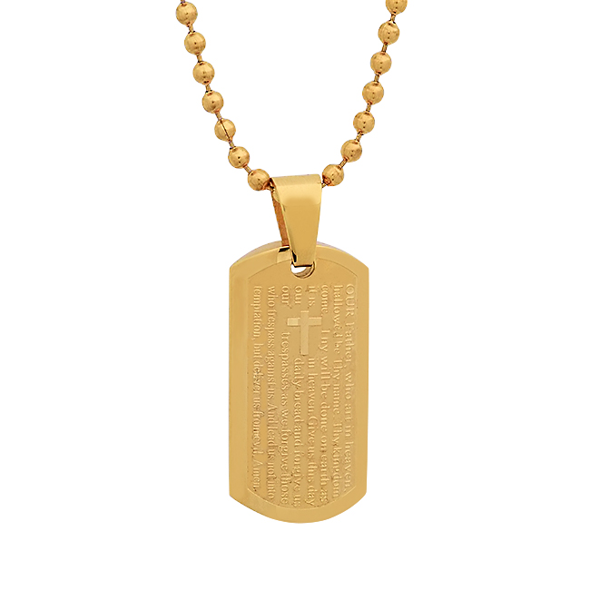 18k Gold Plated Lords Prayer Pendant In English