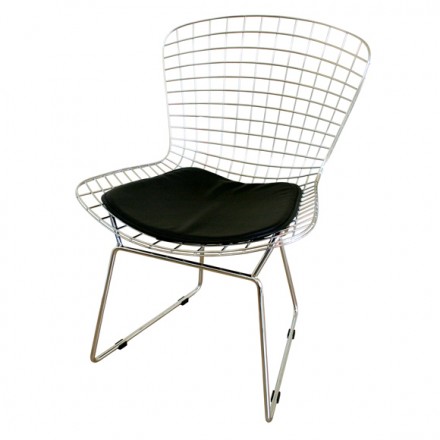 Mm-8033-black Chrome Wire Side Chair Black