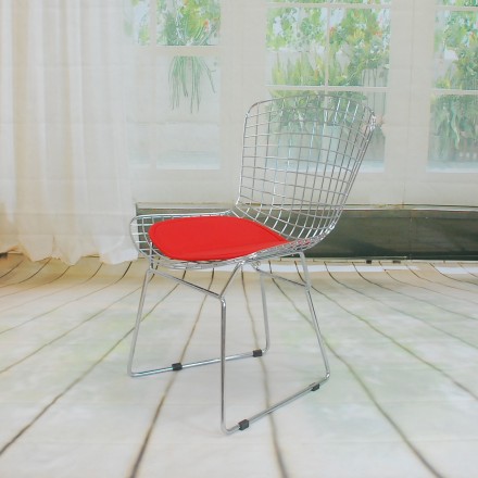 Mm-8033-red Chrome Wire Side Chair Red