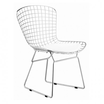 Mm-8033-white Chrome Wire Side Chair White
