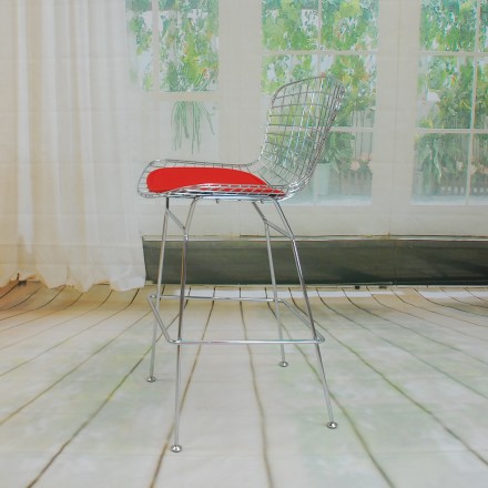 Mm-8033l-red Chrome Wire Bar Stool Red