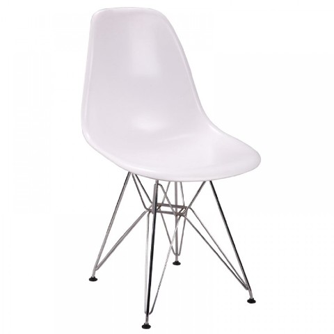 Mm-pc-016-white Paris Tower Side Chair Chrome Leg White Pack Of 2