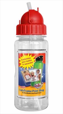 108775 Water Bottle 14 Oz With Straw & Fotoframe Red