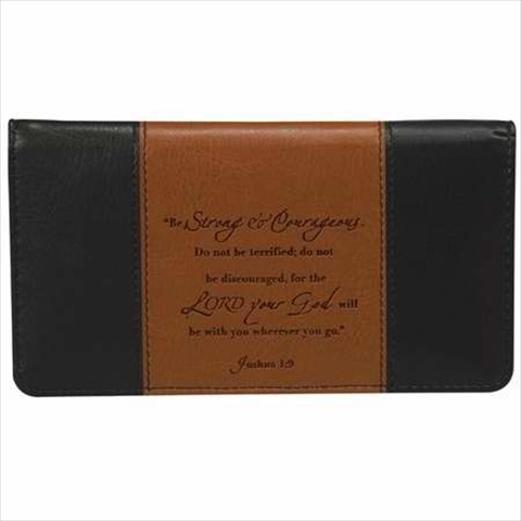 362309 Checkbook Cover Strong & Courageous Brown Tan
