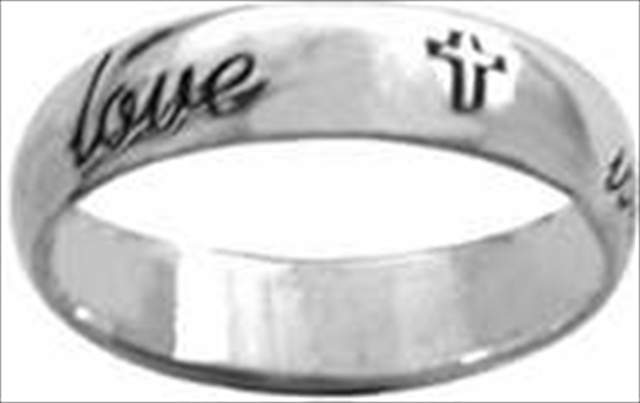 109354 Ring Cursive True Love Waits With Crosses Style 832 Ss Size 5