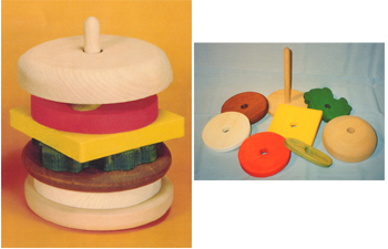 The Puzzle-man Toys W-1002 Wooden Educational Stack Toy - Hamburger