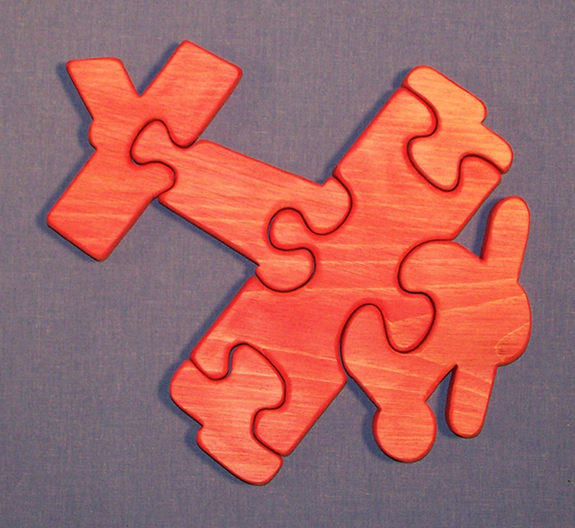 The Puzzle-man Toys W-1111 Wooden Educational Jig Saw Puzzle - Airplane