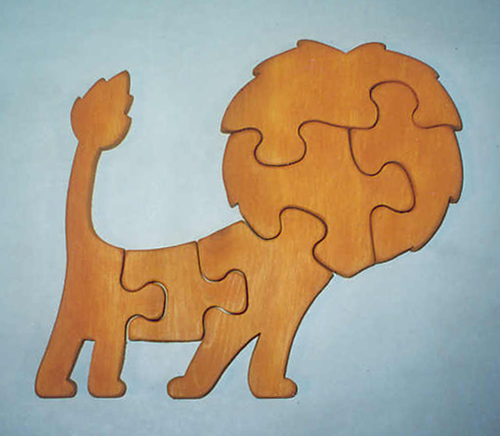 The Puzzle-man Toys W-1115 Wooden Educational Jig Saw Puzzle - Lion