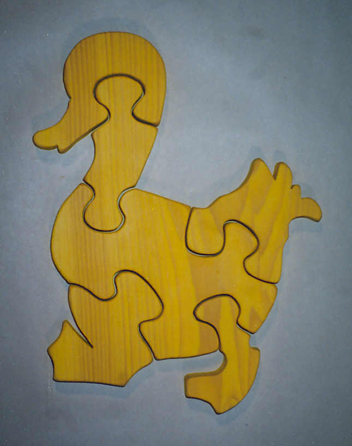 The Puzzle-man Toys W-1117 Wooden Educational Jig Saw Puzzle - Mother Duck