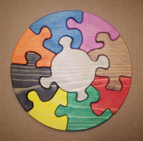 The Puzzle-man Toys W-1149 Wooden Educational Jig Saw Puzzle - 11 In. Circle