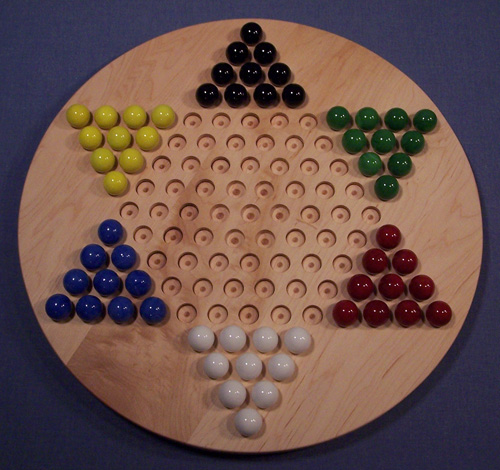 The Puzzle-man Toys W-1931 Wooden Marble Game Board - Chinese Checkers Oiled 18 In. Circle - Hard Maple