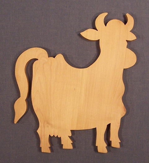 The Puzzle-man Toys W-2701 Wooden Household Items - Cutting Board - Cow - Hard Maple - Surface Grain Const.