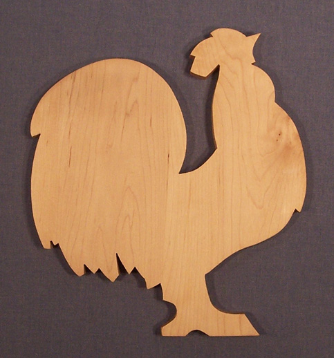 The Puzzle-man Toys W-2702 Wooden Household Items - Cutting Board - Rooster - Hard Maple - Surface Grain Const.