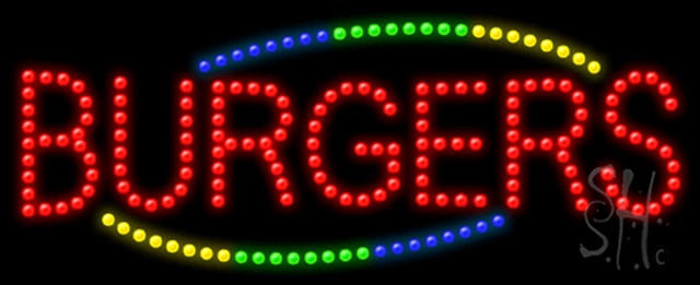 Sign Store L100-0737 Burgers Animated LED Sign 27 x 11 x 1 In. Sign Store L100-0737 Burgers Animated LED Sign 27 x 11 x 1 In.