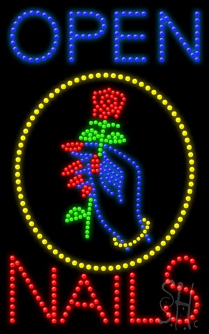 Sign Store L102-0276 Open Nails Animated LED Sign 20 x 32 x 1 In. Sign Store L102-0276 Open Nails Animated LED Sign 20 x 32 x 1 In.