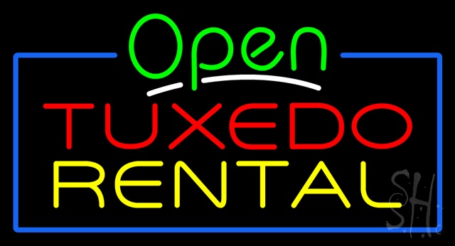 Everything Neon N100-3513 Tuxedo Rental Open Green LED Neon Sign 13 x 24 - inches