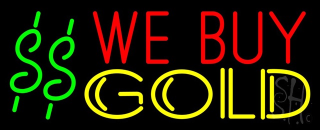 Sign Store N100-1592-clear We Buy Gold Dollar Logo Clear Backing Neon Sign 32 x 13 x 1 In. Sign Store N100-1592-clear We Buy Gold Dollar Logo Clear Backing Neon Sign 32 x 13 x 1 In.
