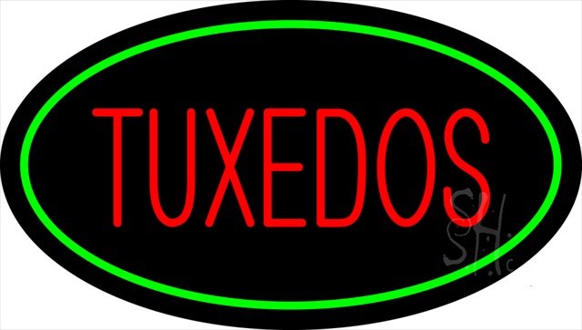 Everything Neon N100-1765 Tuxedos Red Oval Green LED Neon Sign 10 x 24 - inches