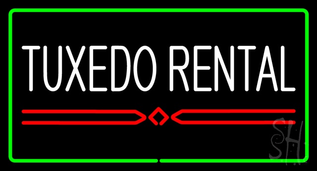Everything Neon N100-2975 Tuxedo Rental Rectangle Green LED Neon Sign 13 x 24 - inches