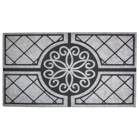 J And M Home Fashions 7703 Medallion Granite Crumb Rubber Printed Flocked Doormat, 18 X 30 In.