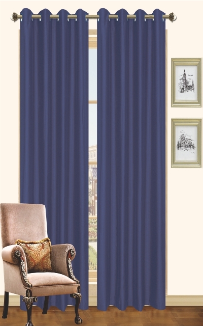 57 X 90 In. Holly - Faux Silk Curtain Panel - Navy, Pack Of 2