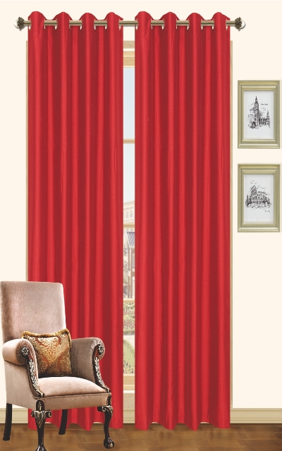 Cp019928 57 X 90 In. Holly - Faux Silk Curtain Panel - Ruby, Pack Of 2