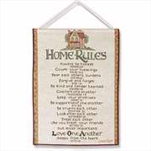 08038x Bannerette Home Rules Tapestry 13 X 18