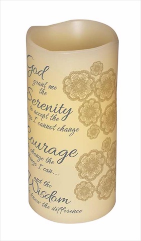 107265 Candle Flameless Serenity Prayer Timer Vanilla 6 In.