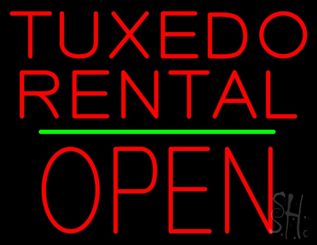 Everything Neon N100-4999 Tuxedo Rental Open Green Line LED Neon Sign 15 x 19 - inches