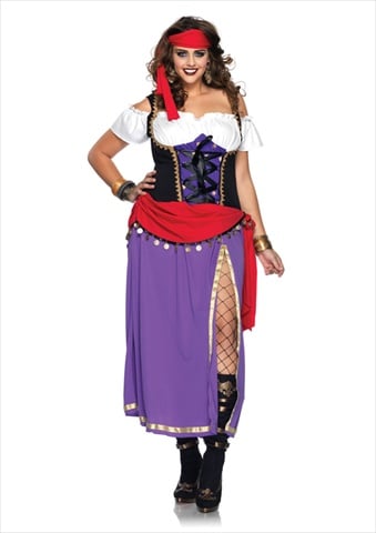 85014x 2 Piece Traveling Gypsy Costume Set, Size 3x-4x Purple With Black