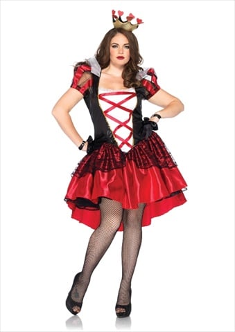 86166x 2 Piece Plus Size Royal Red Queen Costume Set, Size 3x-4x Black & Red