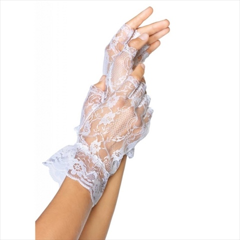 G1205 Dz. Pack Lace Fingerless Wrist Ruffle Gloves One Size White
