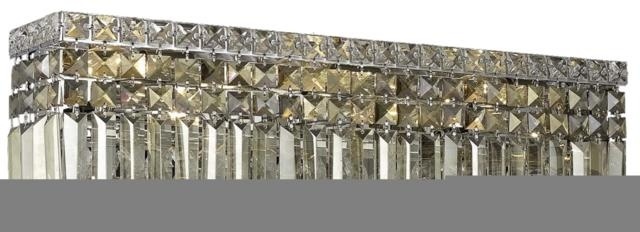 1728w26c-gt-ss Chantal Swarovski Strass Element Golden Teak Crystal Vanity Light, Chrome