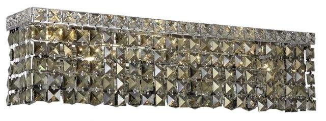 1729w26c-gt-ss Chantal Swarovski Strass Element Golden Teak Crystal Vanity Light, Chrome