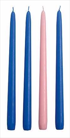 56753 Candle Advent Refill Tapers 0.87 X 12 3 Blue 1 Pink