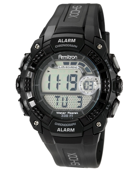 40-8209blk Mens Black Case Lcd Module Black Strap Watch