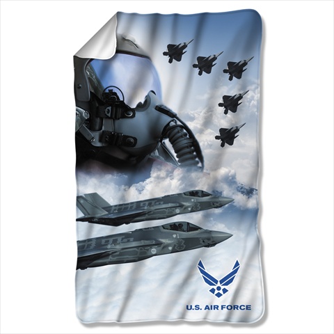 Af113-bkt1-0 36 X 60 In. Air Force And Pilot Fleece Blanket - White