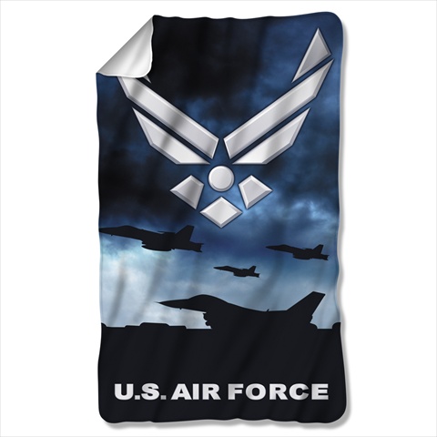 Af118-bkt1-0 36 X 60 In. Air Force And Take Off Fleece Blanket - White